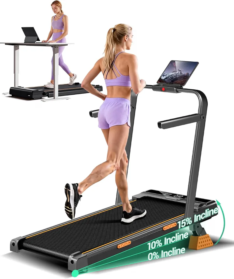 LONTEK 15% Incline Walking Pad with Handle Bar