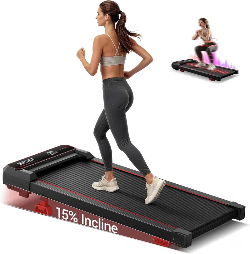 LONTEK 15% Incline Walking Vibration Pad Portable Under Desk Treadmills
